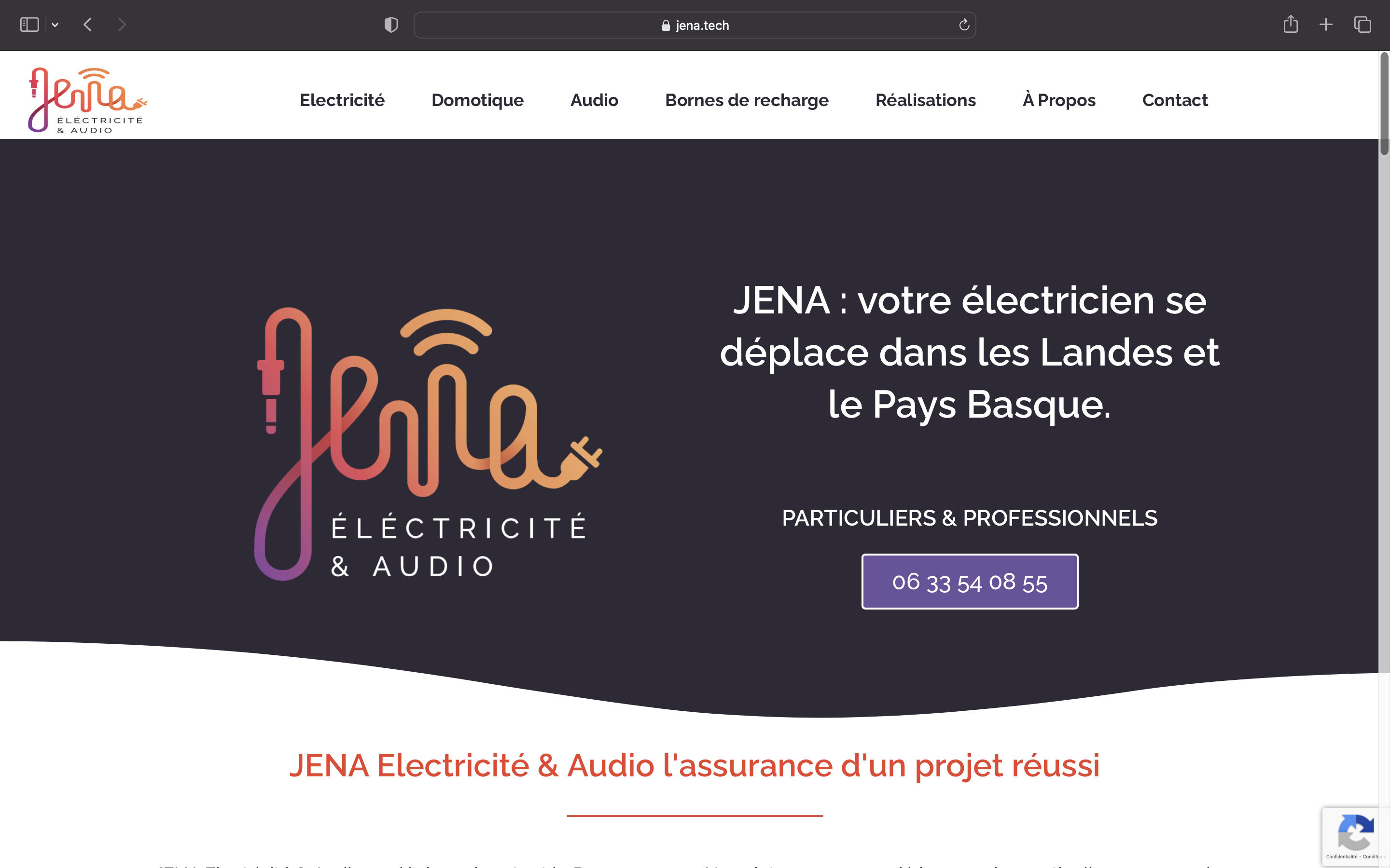 Site web de l'électricien Jena, au Pays basque et Landes